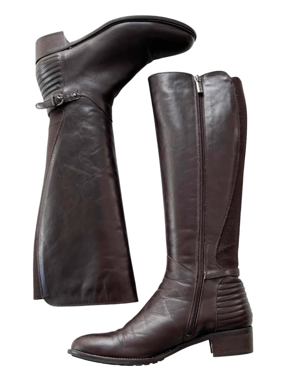 Aquatalia by Marvin K brown leather riding boot knee high made in Italy | 8.5 - Picture 3 of 14